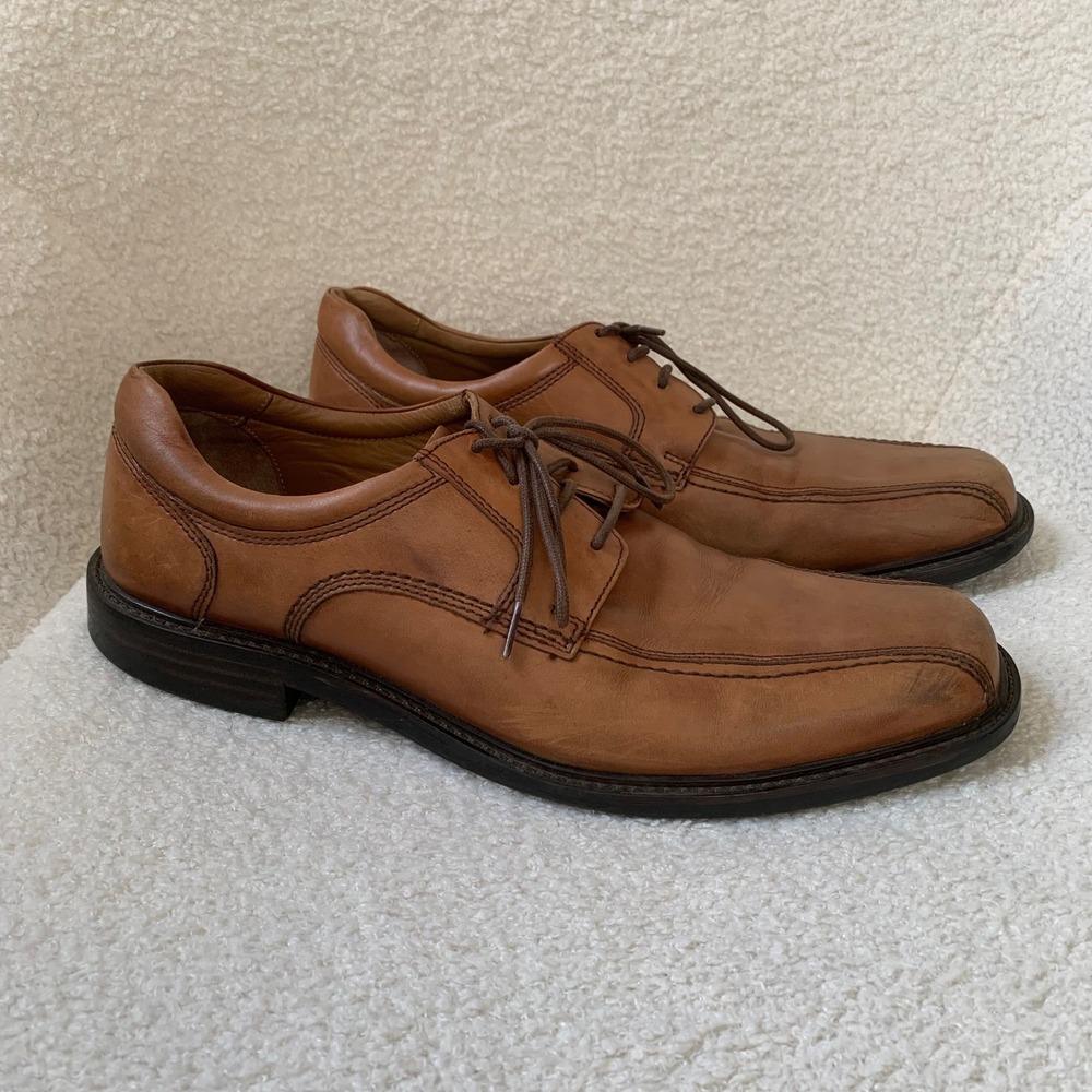 Johnston & Murphy Tabor Runoff Lace-Up Oxford Loafer Brown Calfskin Mens Sz 10